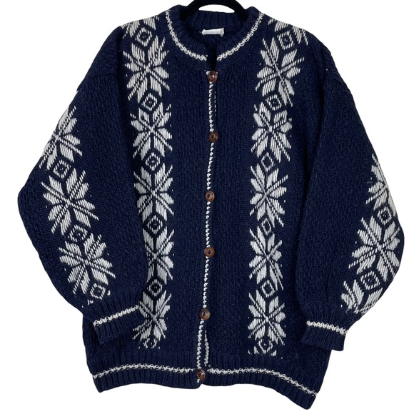 Sisandina Other - Sisandina 100% Wool Cardigan Made in Ecuador XL Mens Hand-knit Winter Sweater VN